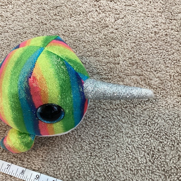 3/$15 🛍️ Ty Beanie Boos Nori the Narwhal rainbow sparkle girls boys stuffed toy - Picture 6 of 8